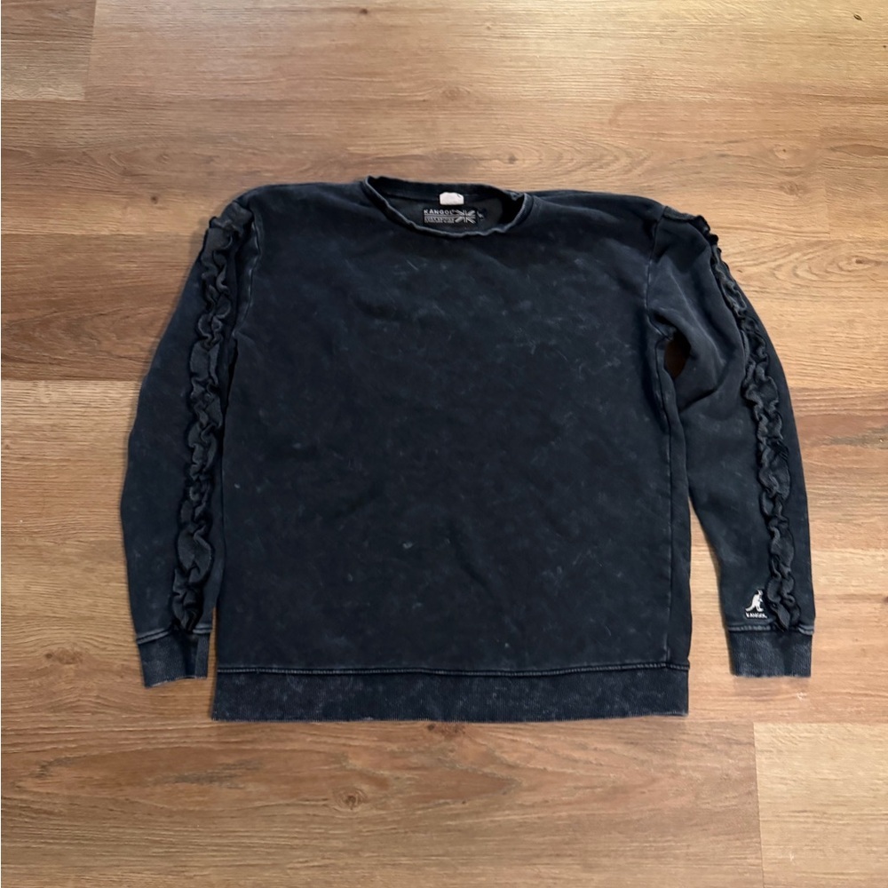 Kangol Charcoal Crewneck Sweater with Braided Sleeves